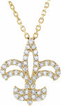 14K Yellow 1/6 CTW Natural Diamond Fleur De Lis 16" Necklace