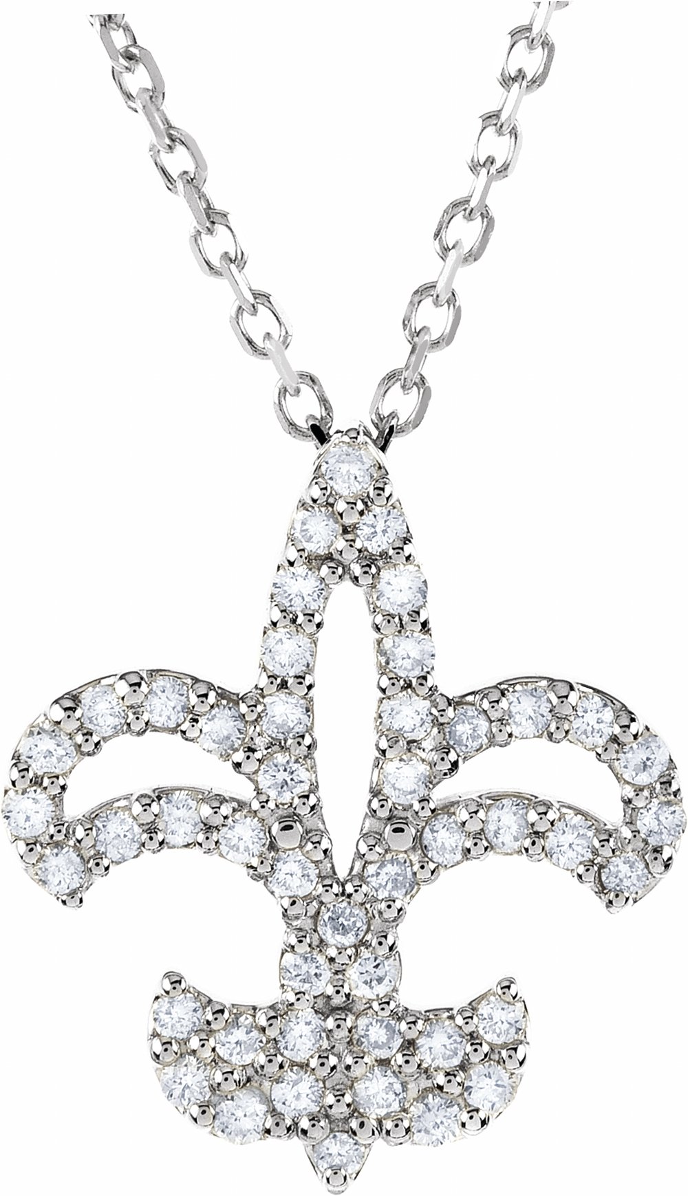 14K White 1/6 CTW Natural Diamond Fleur De Lis 16" Necklace