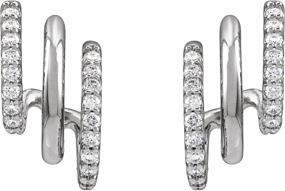 14K White Gold 1/3 CTW Lab-Grown Diamond Stacked 15.2 mm Triple J-Hoop Earrings
