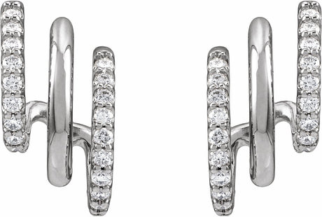 14K White Gold 1/3 CTW Lab-Grown Diamond Stacked 15.2 mm Triple J-Hoop Earrings