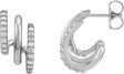 14K White Gold 1/3 CTW Lab-Grown Diamond Stacked 15.2 mm Triple J-Hoop Earrings