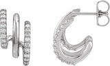 14K White Gold 1/3 CTW Lab-Grown Diamond Stacked 15.2 mm Triple J-Hoop Earrings