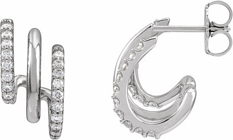 14K White Gold 1/3 CTW Lab-Grown Diamond Stacked 15.2 mm Triple J-Hoop Earrings