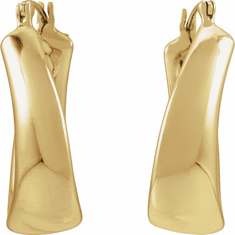 14K Yellow Gold Electroform Puffed 25 mm Hoop Earrings