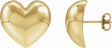 14K Yellow Gold Electroform Puffed Heart Stud Earrings