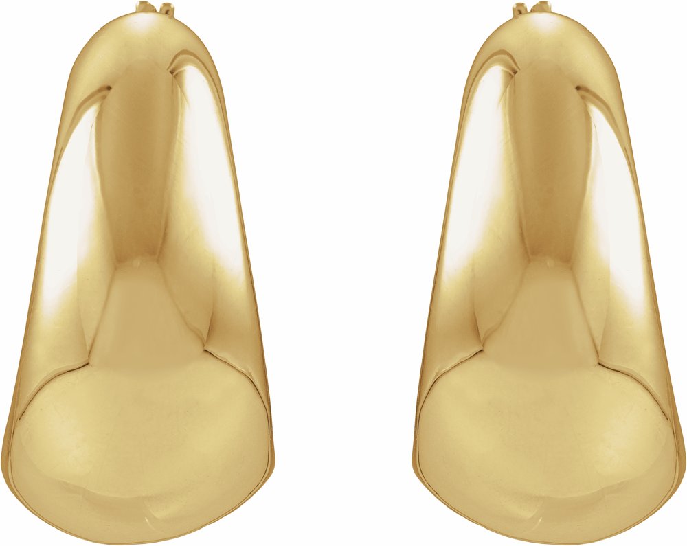 14K Yellow Gold Electroform Puffed 25 mm Hoop Earrings
