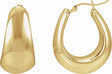 14K Yellow Gold Electroform Puffed 25 mm Hoop Earrings