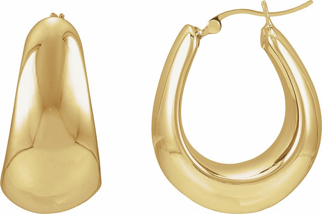 14K Yellow Gold Electroform Puffed 25 mm Hoop Earrings
