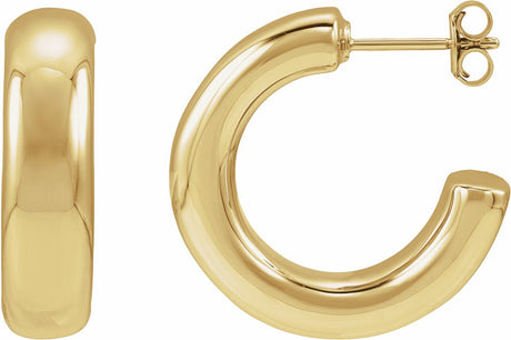 14K Yellow Gold Electroform Puffed 25 mm Hoop Earrings