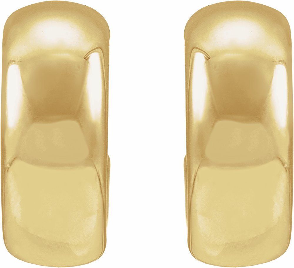 14K Yellow Gold Electroform Puffed 15 mm Hoop Earrings