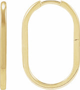 14K Yellow Gold Elongated Oval 23.6 mm Hoop Earrings