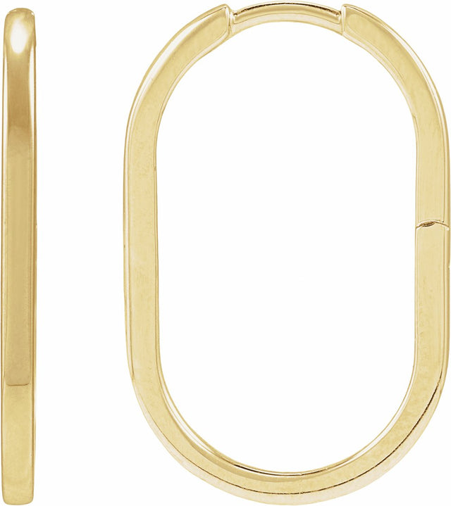 14K Yellow Gold Elongated Oval 23.6 mm Hoop Earrings