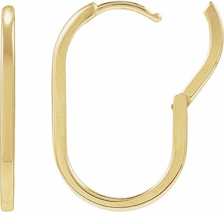 14K Yellow Gold Elongated Oval 23.6 mm Hoop Earrings