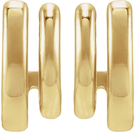 14K Yellow Gold Stacked 11 mm Double J-Hoop Earrings
