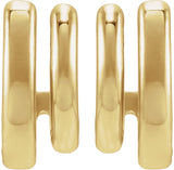 14K Yellow Gold Stacked 11 mm Double J-Hoop Earrings