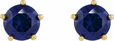 14K Yellow Gold Lab-Grown Blue Sapphire Stud Earrings