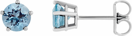14K White Gold Natural Aquamarine Stud Earrings