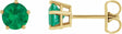 14K Yellow Gold Lab-Grown Emerald Stud Earrings