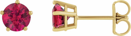 14K Yellow Gold Natural Ruby Stud Earrings