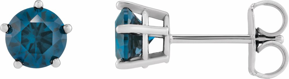 Sterling Silver Natural London Blue Topaz Stud Earrings