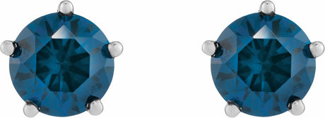 Sterling Silver Natural London Blue Topaz Stud Earrings