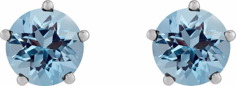 14K White Gold Natural Aquamarine Stud Earrings
