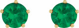 14K Yellow Gold Lab-Grown Emerald Stud Earrings