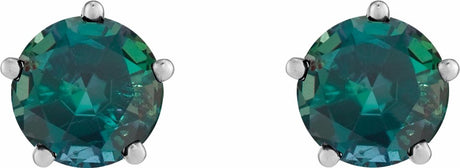 14K White Gold Lab-Grown Alexandrite Stud Earrings