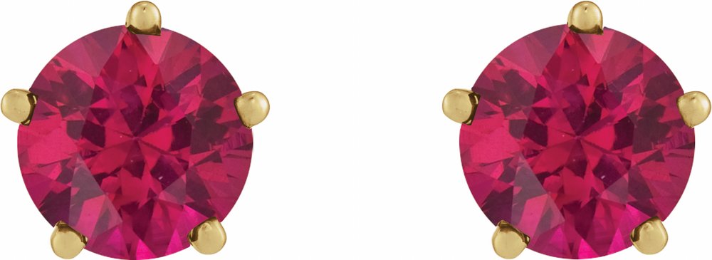 14K Yellow Gold Natural Ruby Stud Earrings
