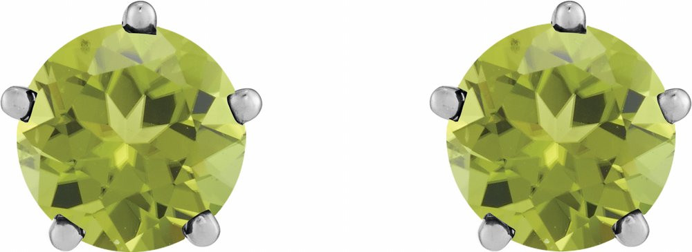 Sterling Silver Natural Peridot Stud Earrings