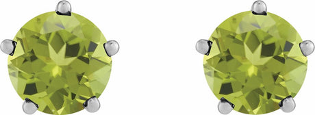 Sterling Silver Natural Peridot Stud Earrings