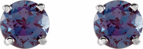 14K White Gold 5 mm Lab-Grown Alexandrite Earrings