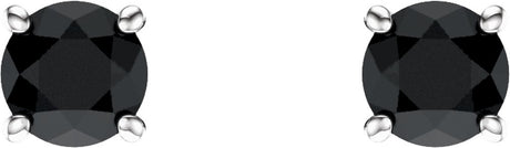 14K White Gold 5 mm Natural Black Onyx Earrings