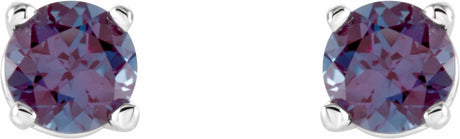 14K White 4 mm Lab-Grown Alexandrite Earrings