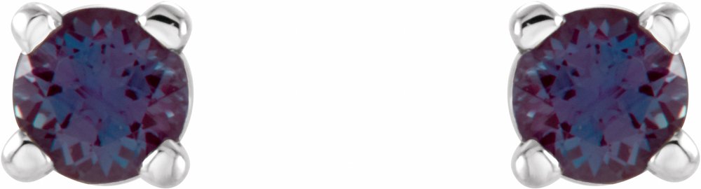 14K White 2.5 mm Lab-Grown Alexandrite Stud Earrings