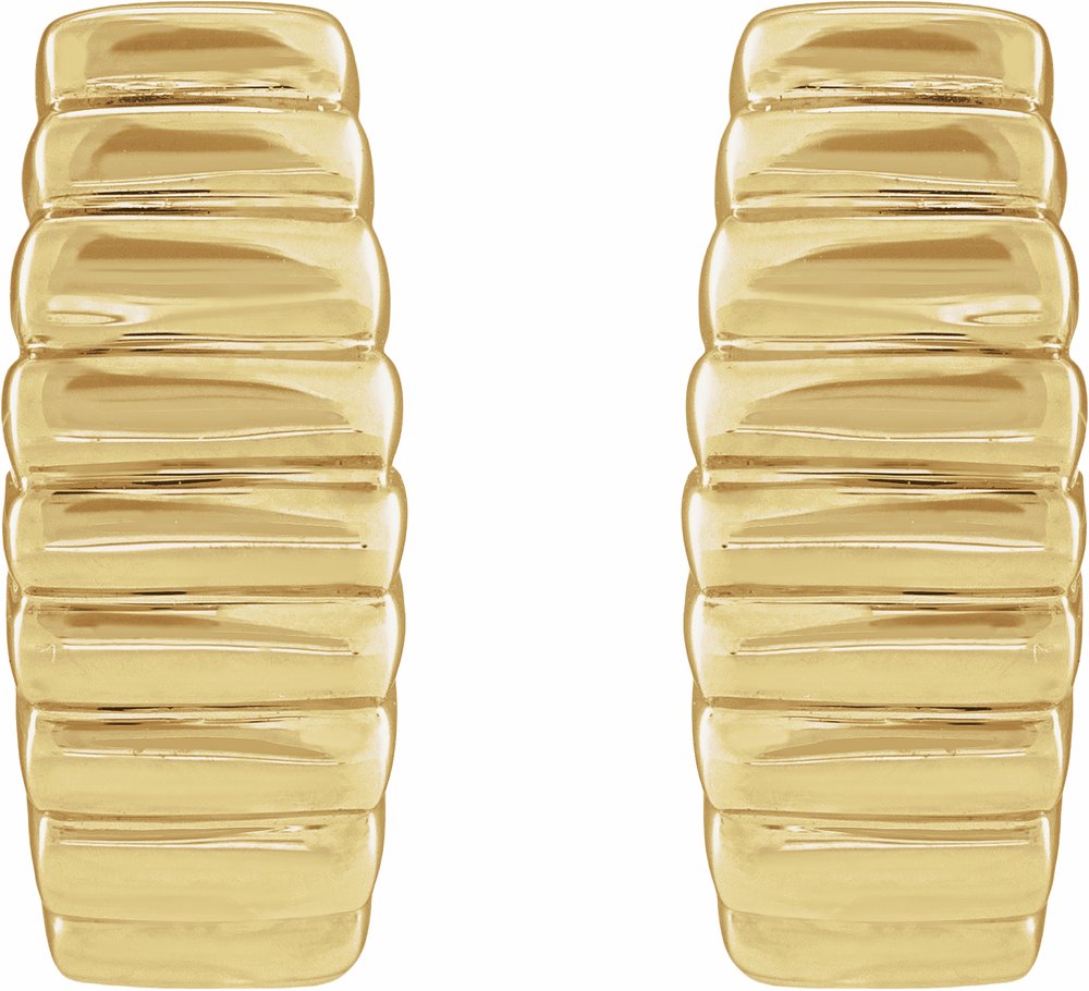 14K Yellow Gold Electroform Puffed 15 mm J-Hoop Earrings