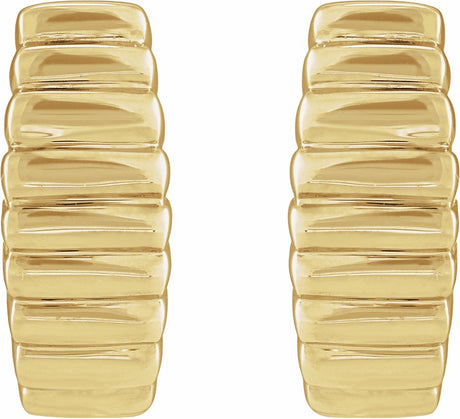 14K Yellow Gold Electroform Puffed 15 mm J-Hoop Earrings