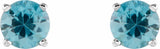 14K White 5 mm Natural Blue Zircon Earrings