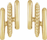 14K Yellow Gold Beaded Stacked 15.2 mm Triple J-Hoop Earrings