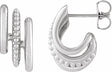 Sterling Silver Beaded Stacked 15.2 mm Triple J-Hoop Earring