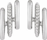 Sterling Silver Beaded Stacked 15.2 mm Triple J-Hoop Earring