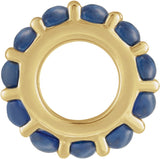 14K Yellow Gold Natural Blue Sapphire Cabochon Spacer Charm/Pendant
