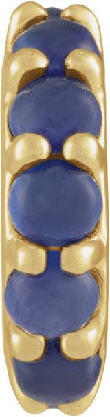 14K Yellow Gold Lab-Grown Blue Sapphire Cabochon Spacer Charm/Pendant