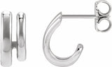 Sterling Silver Stacked 11 mm Double J-Hoop Earrings