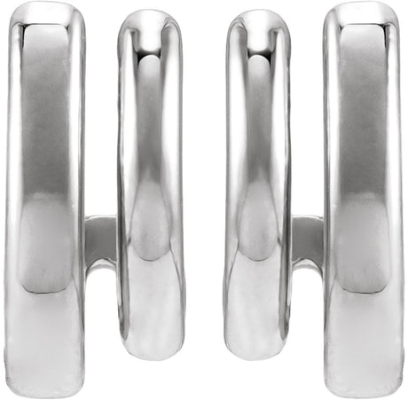 Sterling Silver Stacked 11 mm Double J-Hoop Earrings