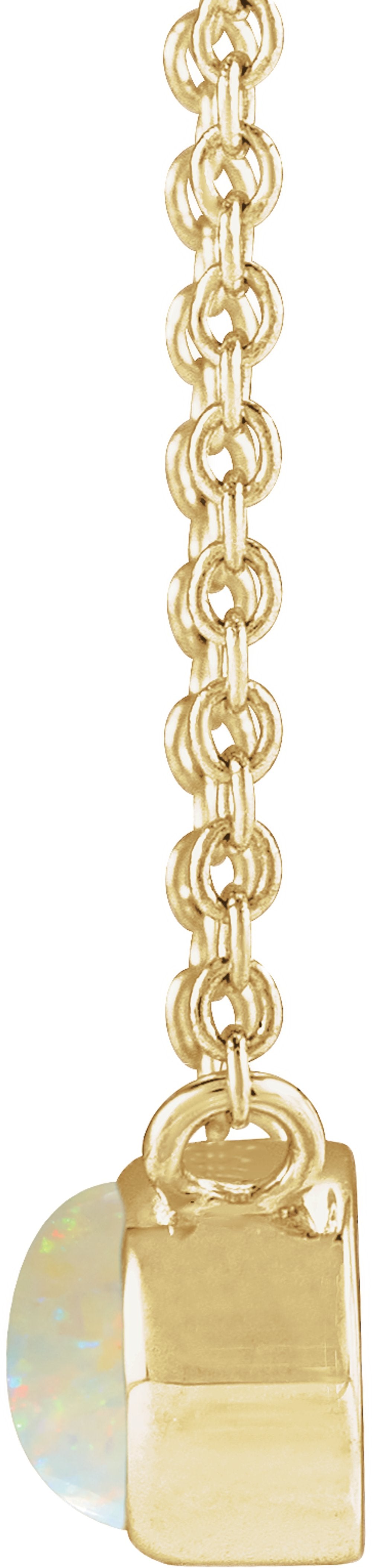 14K Yellow Gold Lab-Grown White Opal Cabochon 18" Necklace