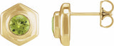 14K Yellow Gold Natural Peridot Stud Earrings