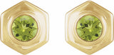 14K Yellow Gold Natural Peridot Stud Earrings