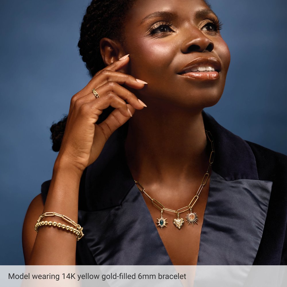 14K Yellow Gold-Filled 8 mm Elastic Bead 6 1/2" Bracelet
