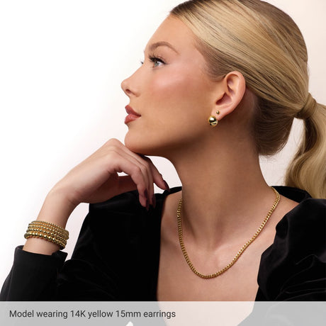 14K Yellow 15 mm Electroform Domed Earrings